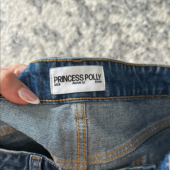 Princess Polly gazelle Denim skirt mid wash lower impact size 8 - Picture 4 of 4
